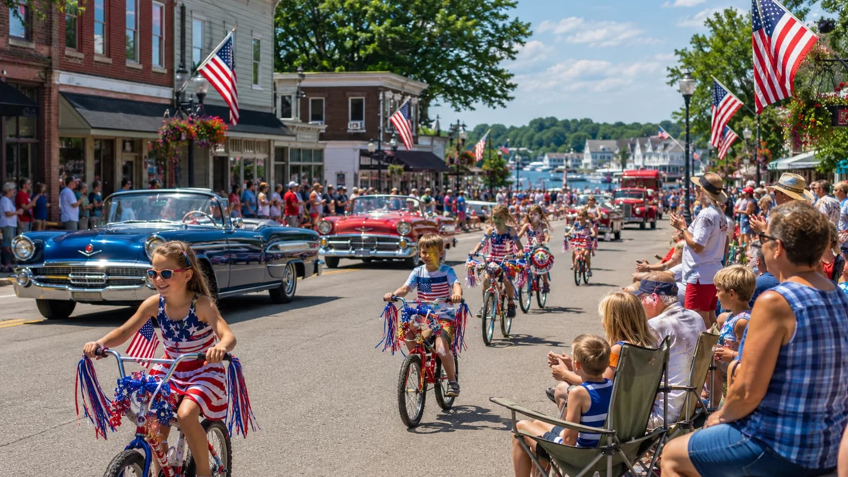 A nostalgic small-town Fourth of July parade in a Great Lakes community